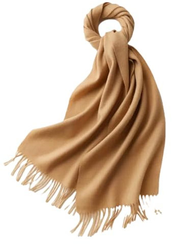 Damen Wollschal Quasten Wärme Kaschmir Schal, Goldbraun, Grau, One size