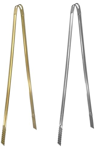UPTALY 20 inch Stainless Steel Tongs with Extra Long Handle (1 Gold +1 Silver), Large Sized Food Tong, for BBQ, Grilling, Cooking, Frying, Moving Charcoal, Picking Up Trash