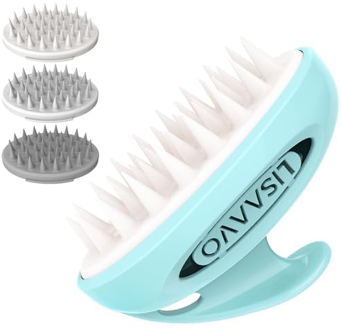 Lisaavo 3-in-1 Kopfhautmassagegerät für Haarwachstum & Kopfentspannung - Weiche Silikonborsten Shampoo-Bürste, ergonomisches Design für Frauen, Männer & Haustiere Bürste (Blau)