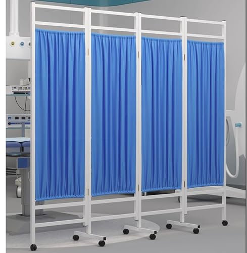 CHZDPP Rolling Medical Privacy Screen on Wheels, Foldable 3 4 5 Panel Room Divider, Movable Hospital Screens for Postpartum Centers/Tattoo Shop/Clinics(4 Panel)