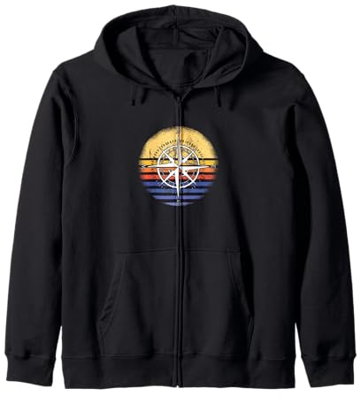 Geocacher Retro Sunset Geocaching Zip Hoodie