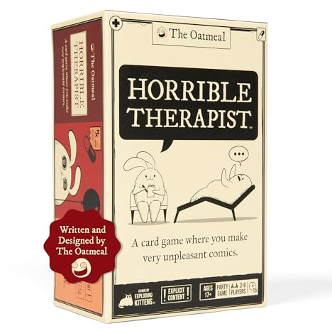 Horrible Therapist: Base Edition by Exploding Kittens - 3-8 Players - Ages 17+ - 15 Minutes to Play - Comic Building Game - Card Game, Ideal for Family Night Fun, Teens and Adult