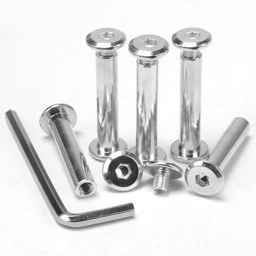KINDPMA 35 Set M6*35mm Viti di Collegamento con Manicotto (Viti +Dadi a Manica), Vite per Mobili in Acciaio Inox con Chiave Esagonale per Armadi, Tavole di Legno, Maniglia Della Porta