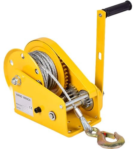 Hand Crank Strap Gear Winch, Heavy Duty Manual Crank Two-Way Ratchet Winch, Powerful Puller System Wire Rope Hand Power Puller, for Truck Trailer Ship