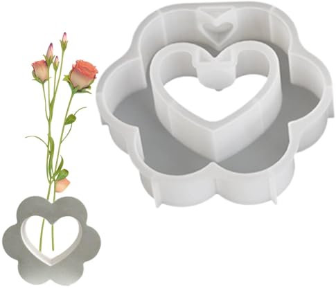 Stampo per vaso a di cuore in resina, stampo in silicone a di cuore, stampi per gesso riutilizzabili, per San