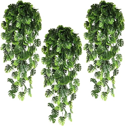 CEWROM Künstliche Hängepflanzen, 3 Stück Kunstpflanze Hängend 80cm Lang Wartungsfreie Künstliche Pflanzen Rebe Geeignet für Hochzeit, Garten, Hängekörbe, Wand Dekoration
