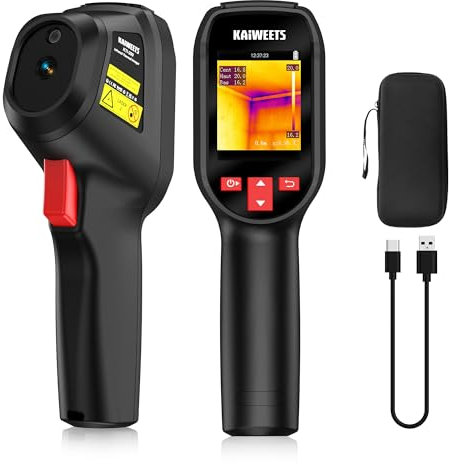 KAIWEETS Termocamera IR 240x240 - Telecamera Termica con Sensore -20°C a 550°C, 25Hz e 15 Palette Colore per Edilizia e Manutenzione - Diagnosi Umidità, Isolamento Termico e Guasti Elettrici