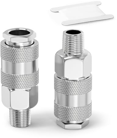 ERGAOBOY 2 piezas 1/2 BSP Macho Accesorios para manguera de aire, Acoplador industrial de conexión rápida para línea de aire, Kit de reparación para manguera de compresor neumático