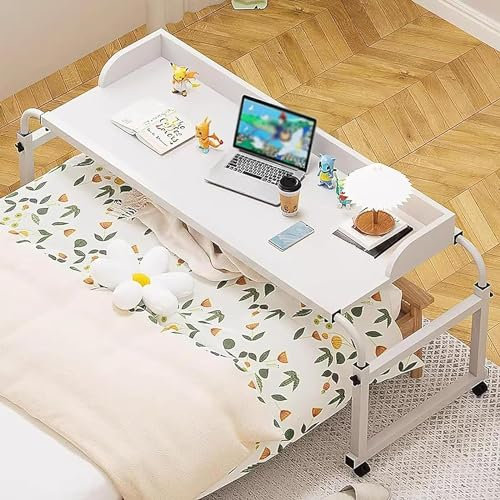Tavolo regolabile su ruote, postazione di lavoro portatile in legno per lavoro, sala da pranzo e studio, supporto versatile per casa e ufficio