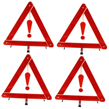 FUNOMOCYA 4 Stück Auto Warnschild Faltbares Reflektierendes Warndreieck 39x39cm aus Robustem Material Verkehrssicherheits Warnschild für Pannenhilfe und Straßenbau