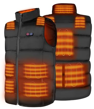 DR.PREPARE Chaleco Calefactable Unisex Chaqueta Calefactable Ligera 3 Niveles de Calefacción 10 Zonas Calefactables Botones Inteligentes, Tamaño Ajustable para Senderismo (Batería No Incluida)