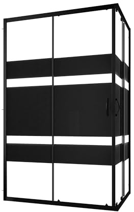Box Doccia Angolare 70x120 cm Vetro Serigrafato 4 mm Profili Neri h185cm Mod. Willis