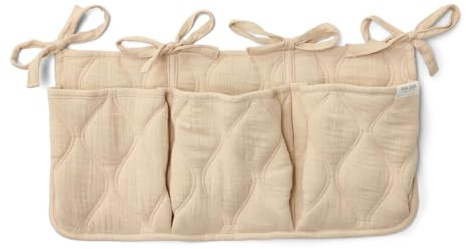Little Dutch Organizer Utensilo Aufbewahrugstasche mit 3 Taschen für Babybett oder Laufgitter Soft Beige - Pure
