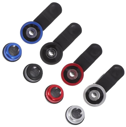 Lente per Cellulare 3 in 1 Grandangolo Macro Fisheye Clip | 4 Pezzi, Vetro e Lega di Alluminio, Trasmittanza Elevata, per Fotografie Outdoor e Viaggio