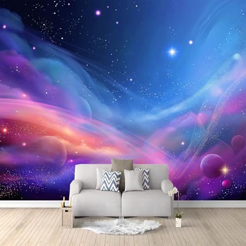 250 x 175 cm Vlies Fototapete Fantasie Weltraum Planeten Galaxie Fototapeten - Farbe Tapeten für Wohnzimmer Schlafzimmer Flur Vliestapete Wandtapete, 3d Effekt Wand Dekoration