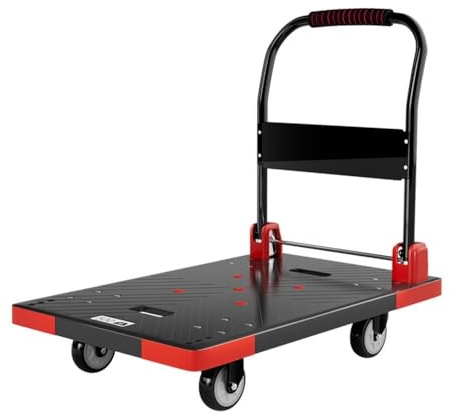 Handkärra, Multifunktionell plattbäddsvagn med tysta gummihjul, hopfällbar transport Hopfällbar handkärra