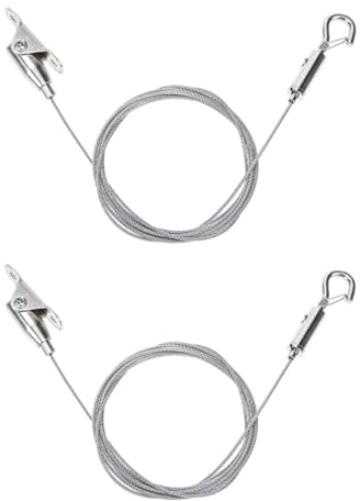 Kisangel Ganchos para Cables de Acero Inoxidable Ajustables 1 Metro 2 Piezas Percha para Colgar Lámparas Cuadros y Exhibiciones Gancho Seguro para Uso en Galerías y Hogar