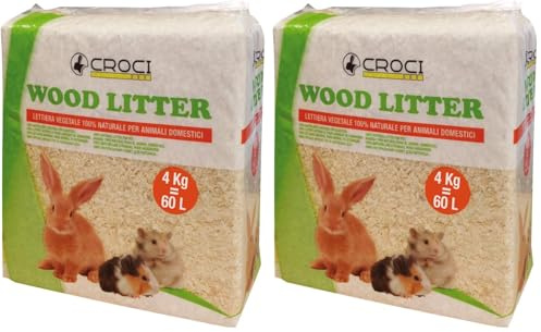 Croci Wood Litter - Pflanzliche Streu für Nagetiere auf Basis von Tannenspänen, 15 lt - 1 kg Format, natürlich und kompostierbar ohne chemische Produkte, super saugfähig, geruchshemmend