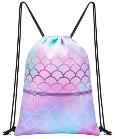 Shyllin Mochila Piscina Niño Impermeable con Bolsillo Cremallera, Mochila Infantil para Deporte, Playa y Colegio, Bolsa Piscina Niño Ligera para Niña y Niño (La Sirena)