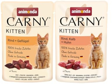 arelf Bundle Animonda Carny Kitten Mixpaket 12 x 85g – Portionsbeutel für Junge Katzen im ersten Lebensjahr