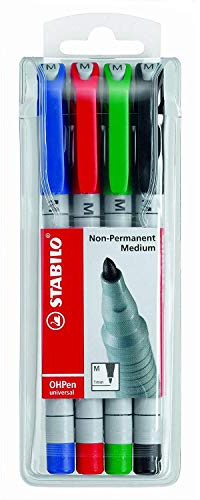 STABILO EASYcolors 5 Hüllen für 4 Marker nicht permanent Permanent Medium Folienstift Overheadprojektor sortiert
