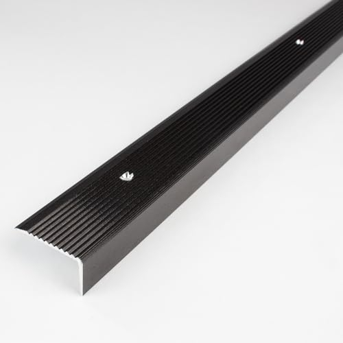 Treppenkantenprofil (20 mm x 40 mm) Aluminium, Spezialemaillierung, gebohrt, schwarz