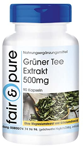Fair & Pure® - Grüner Tee Extrakt 1000mg (Camilla sinensis) - 90 Kapseln - 50% Polyphenole (u.a. EGCG) - vegan - ohne Magnesiumstearat