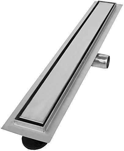 VILSTEIN® Duschrinne Edelstahl Extra Flach [80CM] - Bodenabfluss Dusche Komplettset - Ablaufrinne Dusche - Duschabfluss - Siphon mit Geruchsstop & Haarsieb - Randablauf - Duschablauf