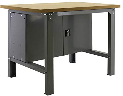 Simon Rack BT6 Werkstatt-Werkbank, Traglast 600 kg, 865 x 1800 x 750 mm, Arbeitstisch, Werkzeugaufbewahrung, Grau/MDF