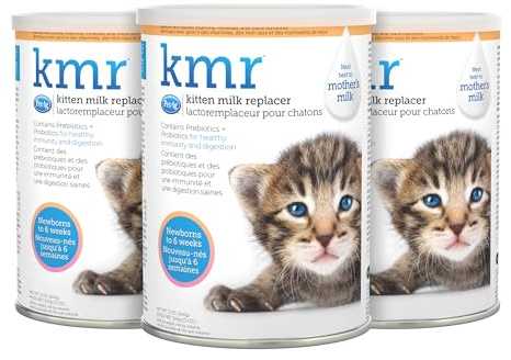 Pet-Ag KMR Kitten Milk Replacer Powder - 12 oz, Pack of 3 - Powdered Kitten Formula with Prebiotics, Probiotics & Vitamins for Kittens Newborn to Six Weeks Old - Easy to Digest