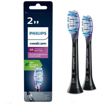 Philips Sonicare Original G3 Premium Gum Care Standard Schallzahnbürstenköpfe - 2er-Pack in Schwarz (Modell HX9052/33)