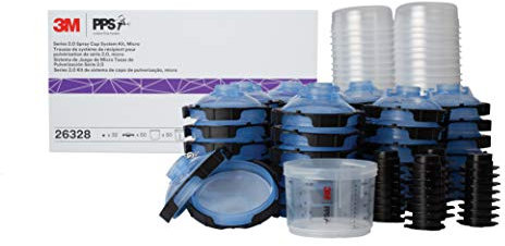3M PPS 2.0 Spray Gun Cup, Lids and Liners Kit, 26328, Micro, 3 Ounces, 125-Micron Filter, Use for Cars, Furniture, House and More, 1 Mini Paint Cup, 50 Micro Liners, 50 Lids, 32 Sealing Plugs