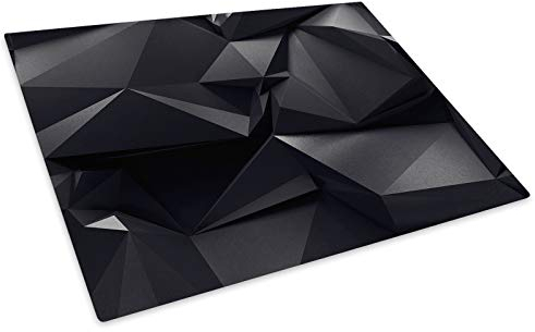 Black Geometric Cool Glass Chopping Board Kitchen Worktop Saver Protector