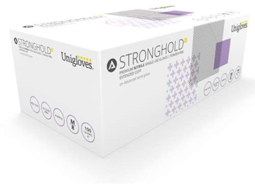 Unigloves Stronghold+ Nitrilhandschuhe, puderfrei, Violett, Größe XL, 100 Stück