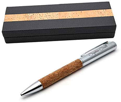 CustomDesign.Shop Stylo en liège et métal personnalisé + coffret cadeau | Concevez un présent unique | Gravure laser