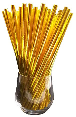 Papperssugrör, papperssugrör, ekologisk, livsmedelssäker, miljövänlig, engångssugrör, 120-pack (guld)