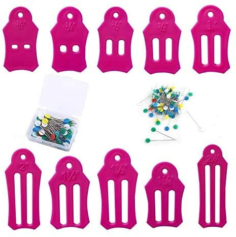 Yicbor Schrägbandformer-Set BTM-10 (rosa) + 100 x Blumenkopfnadeln.