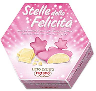 Confetti Stelline di Cioccolato Bianco incartate singolarmente 500g - Lieto Evento Stelle della Felicità (Rosa)