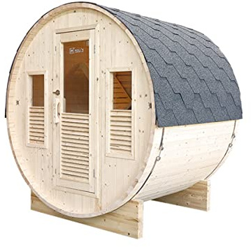 Sauna de Vapor Exterior Holl's - Gaia Bella - HL-T160E - Cabina de Sauna de Vapor de 3 plazas en Abeto con 2 Niveles de Banco e iluminación Interior - 160 x 205 x 220 cm