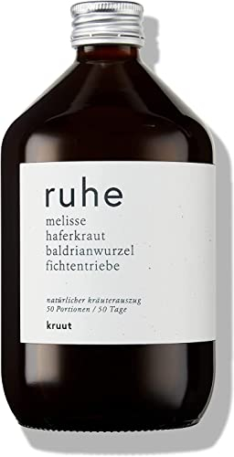 Kruut – Ruhe Kräuterauszug bio 500ml – Elixier aus Wildpflanzen Melisse, Baldrianwurzel, Haferkraut, Fichtentriebe – Oxymel Tinktur Kräuterdrink Sirup Kur Genuss zum Einschlafen & Entspannung am Abend