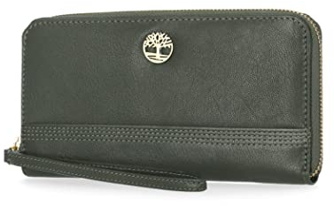 Timberland Leather RFID Zip Around Wallet Clutch with Wristlet Strap, Cinturino da Polso Donna, Foglia D'uva, Taglia Unica