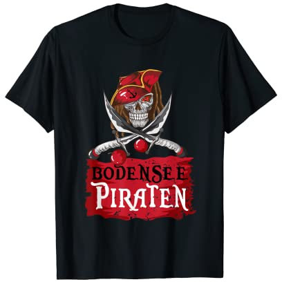 Totenkopf Bodensee Säbel Bodenseepirat Freizeit Piraten T-Shirt
