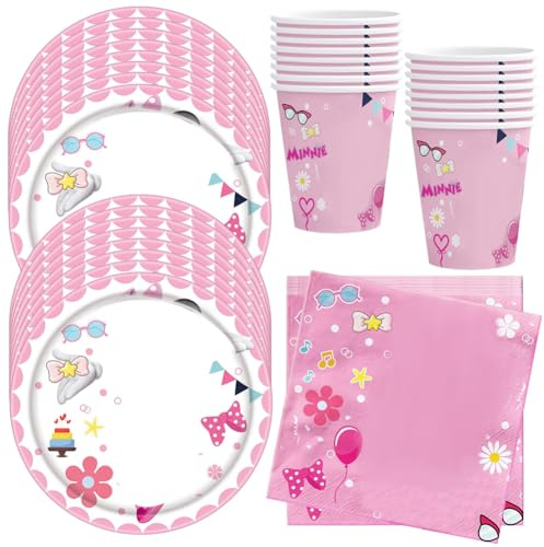 HGSHUO Stoviglie per Feste di Compleanno Decorazioni Mouse Stoviglie per Compleanno Piatti Bicchieri di Carta Tovaglioli Forniture per Feste Baby Shower Matrimonio 16 Ospiti