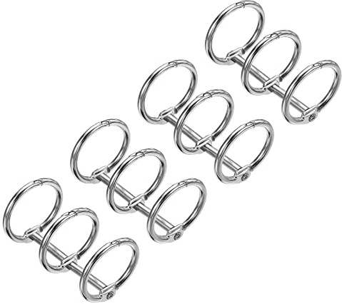 PATIKIL 2 cm diam. Pärmringar, 4-pack avtagbara metallbokringar kontor lös bladring 3 cirklar för skrivbordskalender fotoalbum, silverton