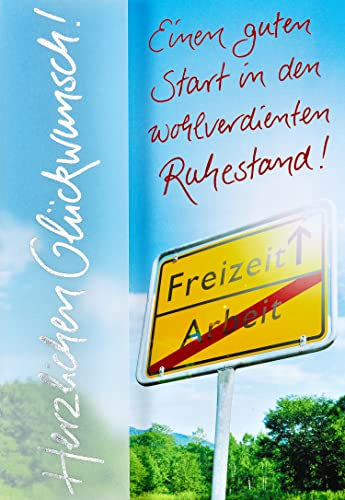 Perleberg Karte zum Ruhestand - Basic-Classic-Collection - Abschiedskarte Kollegen - - Renteneintritt Karte - Abschied in 11,6 x 16,6 cm