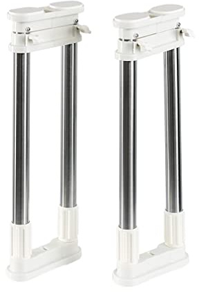 Hershii Ausziehbar Garderobensystem Regaltrenner Spannstange Schrankregal 2 Stück Edelstahl-Stangen Ohne Bohren Hängende Klamotten Organisation (Ivory, 30-40cm/11.81-15.75 IN)