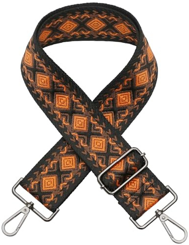 AYUEBO Taschengurt 5CM Breit Schultergurt Damen Schulterriemen für Taschen | Zum Wechseln Verstellbarer Riemen 80-140cm Taschengurt DIY Zubehör für Schultertasche D&Schwarz&Orange Silverblack Clasp