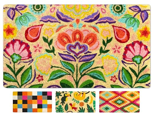 LUA VIKA Fußmatte kokos, fussmatten aussen und innen, fußmatte außen, fussmatten haustür, fussabtreter aussenbereich, schmutzfangmatte innen, kokosmatte fußmatte 40x70x1,5 cm (Dalias)