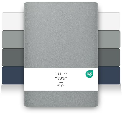 puredown 2er Set Premium Spannbettlaken 90x200cm Mikrofaser Bettlaken für Matratzen bis zu 25cm, Dicke Angenehm Atmungsaktive Spannbetttücher Bettwäsche, Oeko-Tex Zertifiziert, Hellgrau