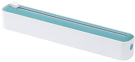 Refillable Magnetic Plastic Wrap Dispenser with Slide Cutter - Reusable Plastic Wrap Dispenser Sturdy Food Cling Wrap Film Cutter, with 12 X 328' Roll of BPA Free Cling Film (Green)